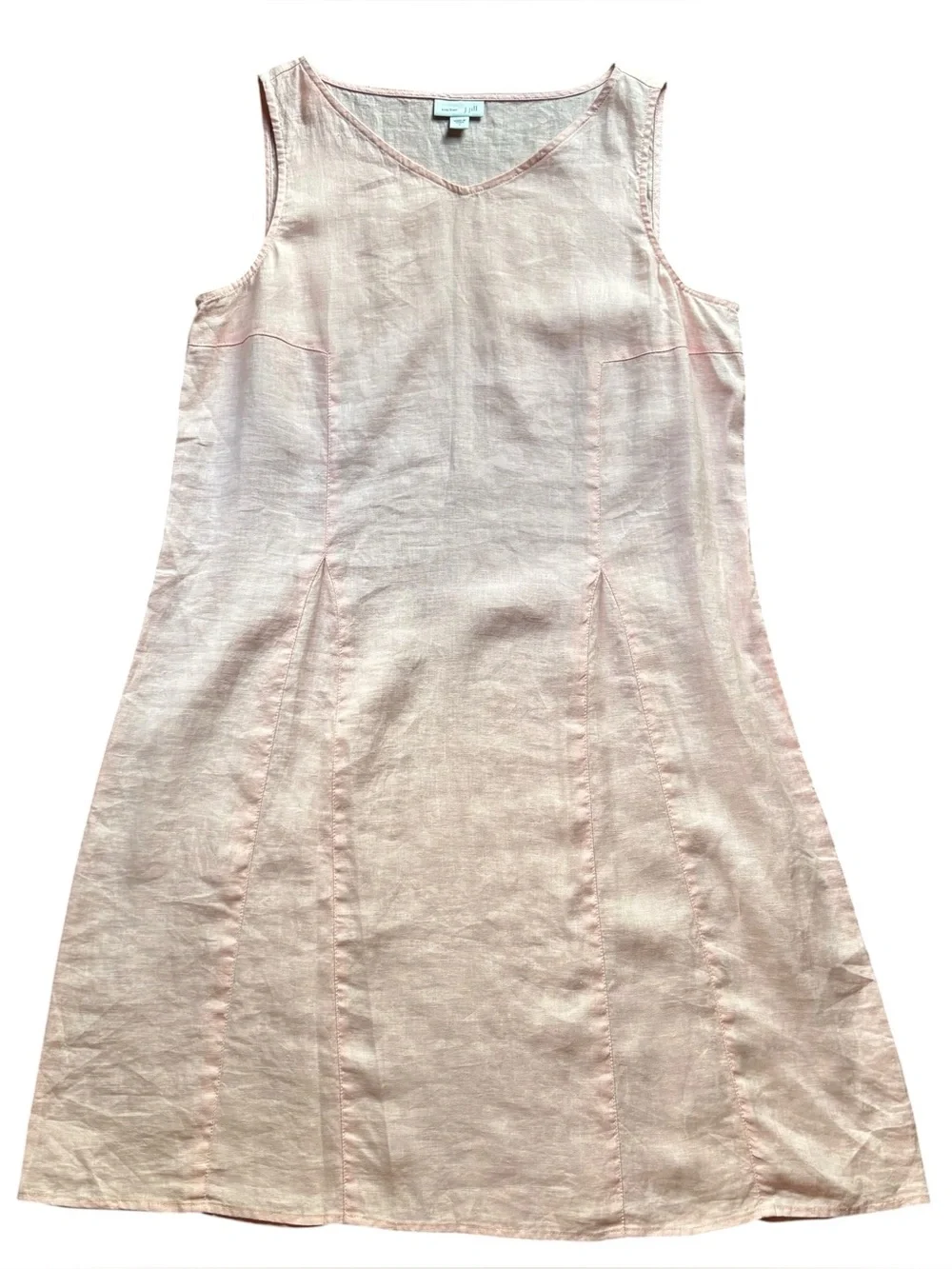 J. Jill Love Linen Light Pink Sleeveless Shift Dress Summer Vacation Size Small - Picture 3 of 11